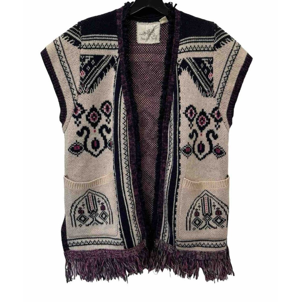 Angel Of The North Anthro XS/S Fringed Boho Southwestern Aztec Sweater Vest‎